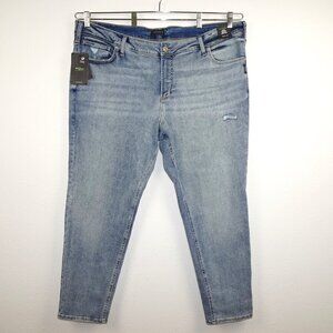 Silver Jeans Elyse Skinny Leg Women's Plus Size 24 Blue Denim Stretch Distressed